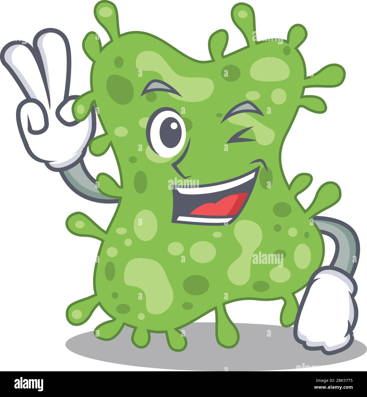 Happy Salmonella Enterica Cartoon Design Concept With Two Fingers Stock Vector Image Art Alamy