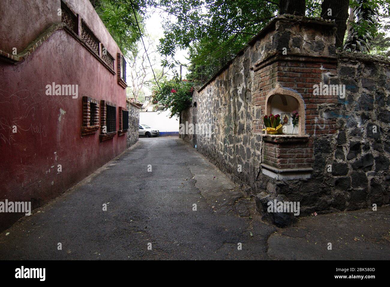 Mexico City, Mexico - 2019: The Callejon del Agacate (Avocado Alley) is  a famous typical alley in the traditional Coyoacan district. Stock Photo