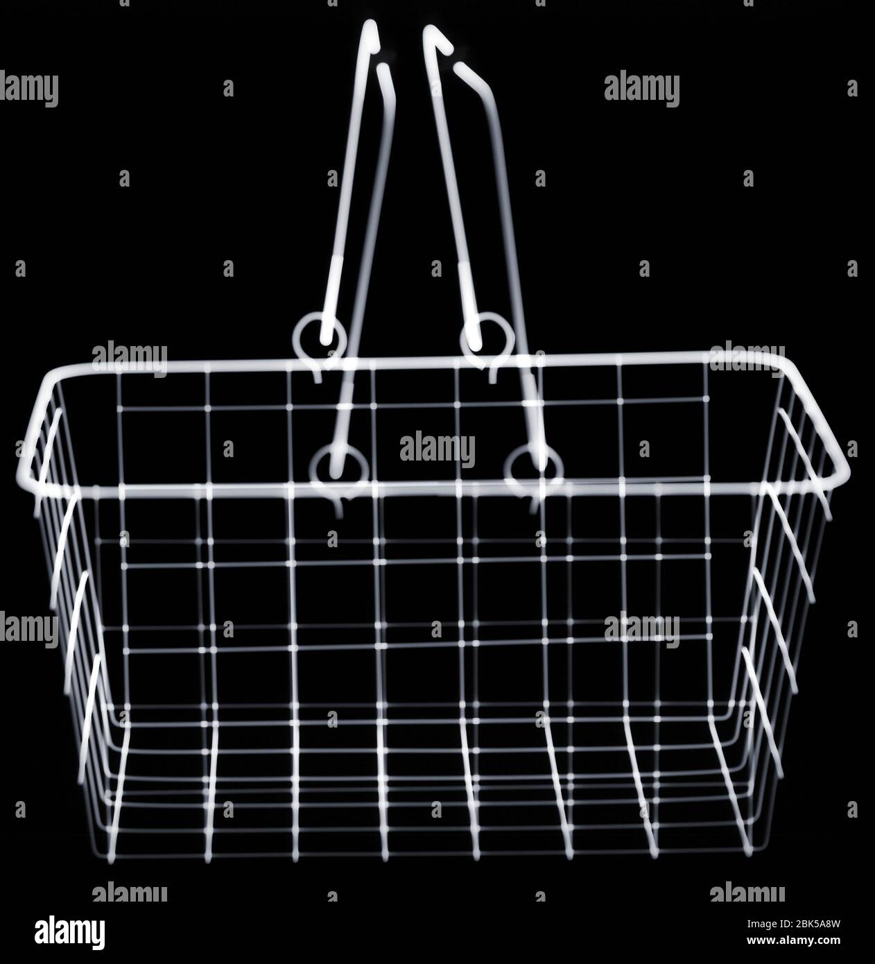 Wire shopping basket, X-ray. Stock Photo