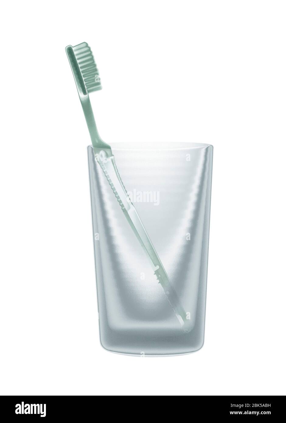 Toothbrush in a glass, coloured Xray Stock Photo Alamy
