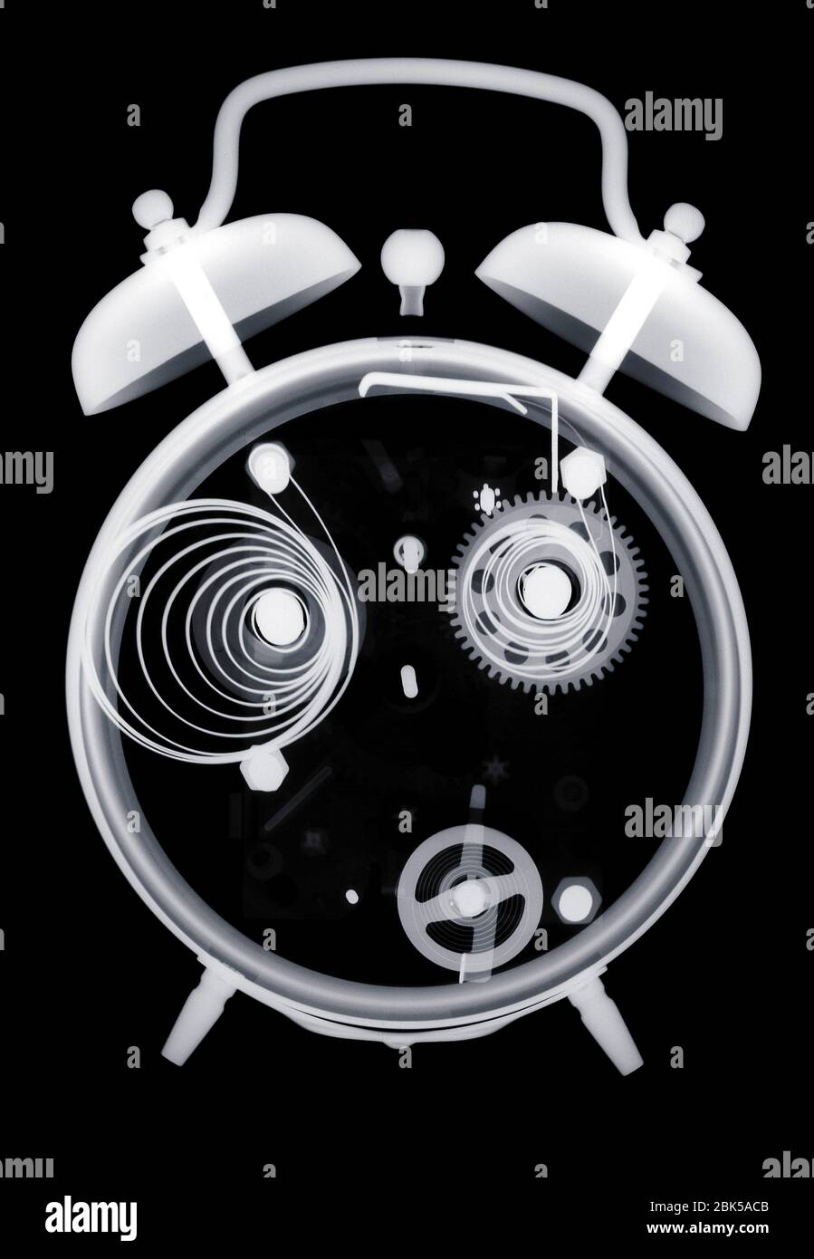 Alarm clock, X-ray. Stock Photo
