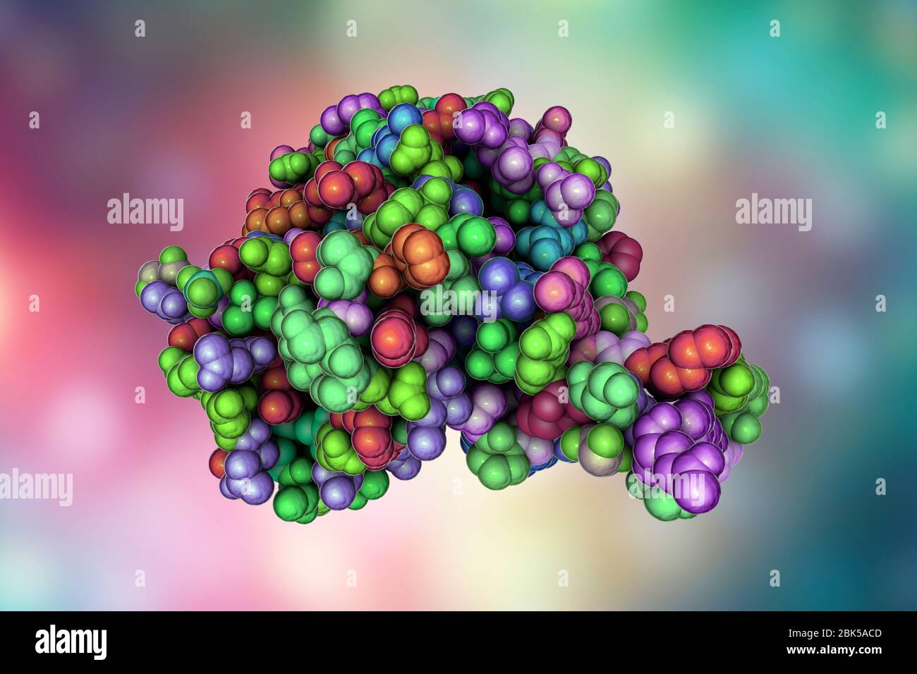 Hantavirus (Hantaan virus) envelope glycoprotein Gn, asymmetric unit, computer illustration. The molecule which forms surface spikes of the virus and is responsible for host cell entry. Stock Photo