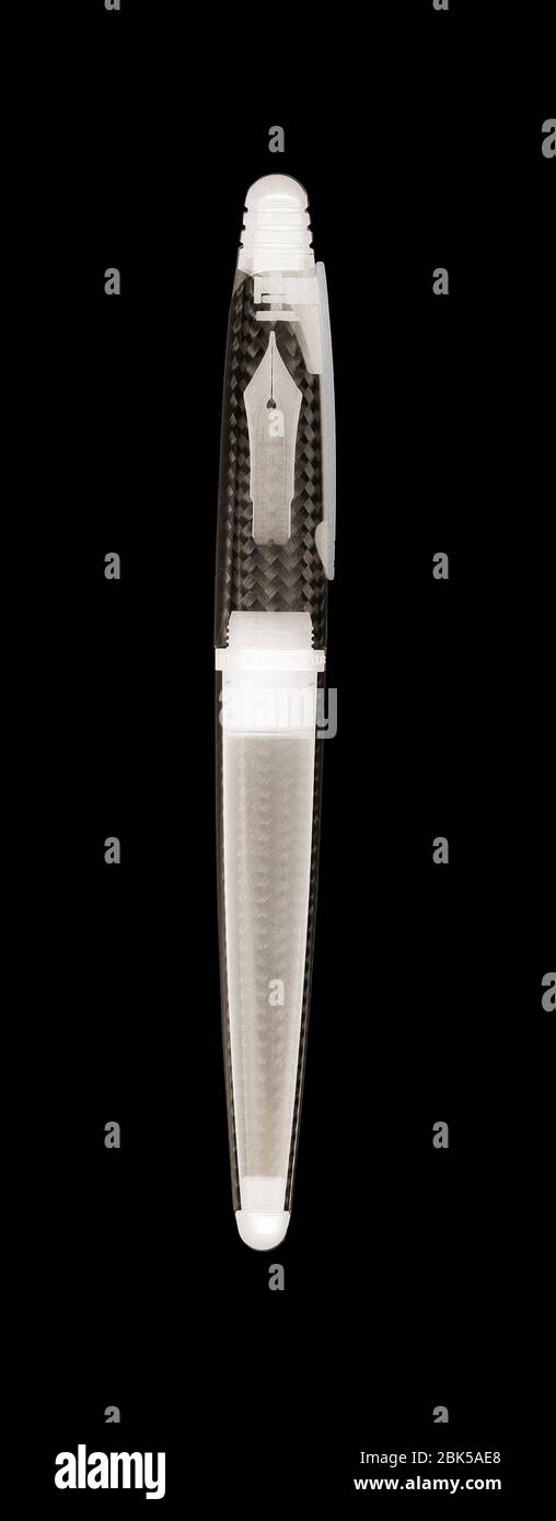 Fountain pen, X-ray. Stock Photo