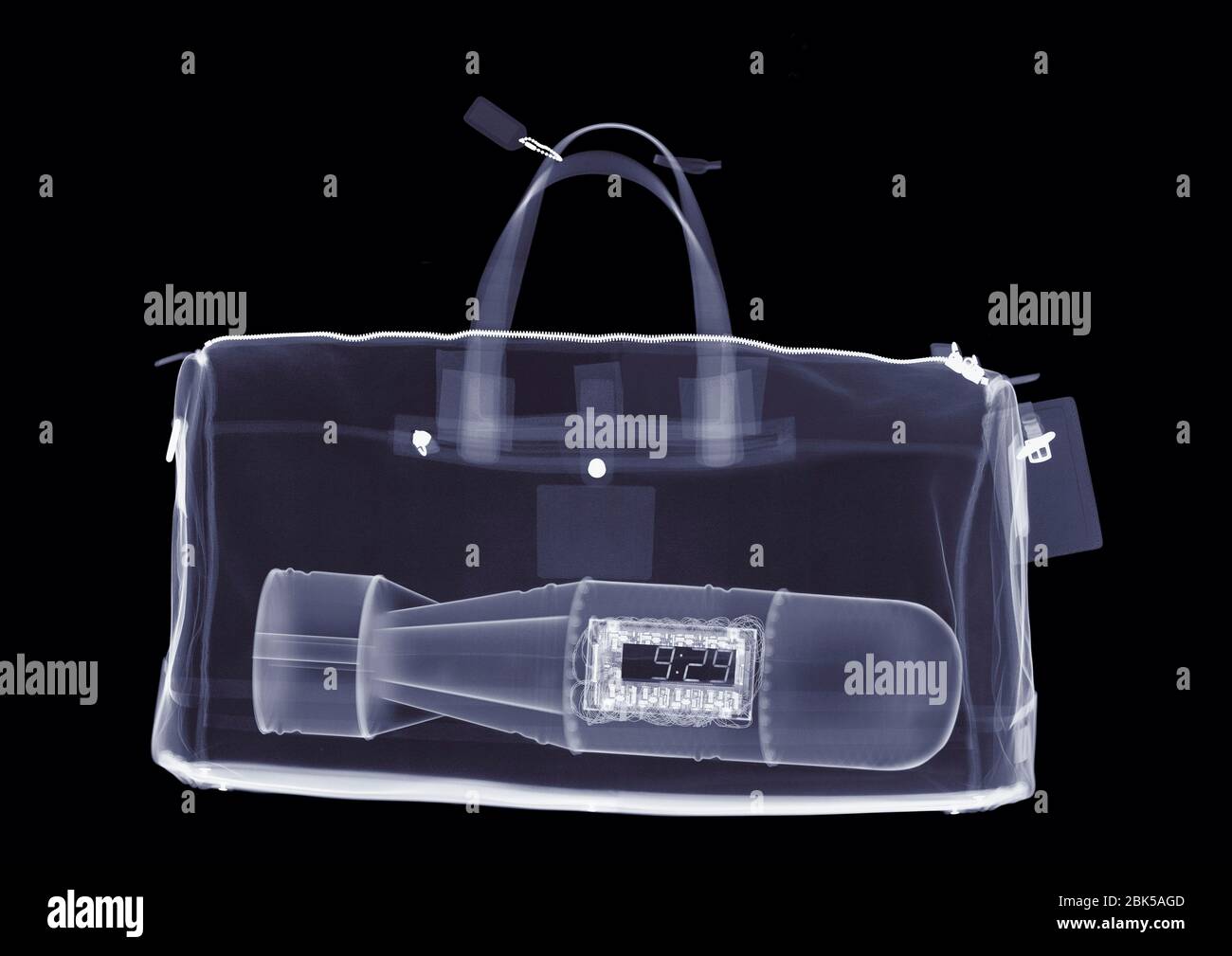 Holdall with bomb, X-ray. Stock Photo