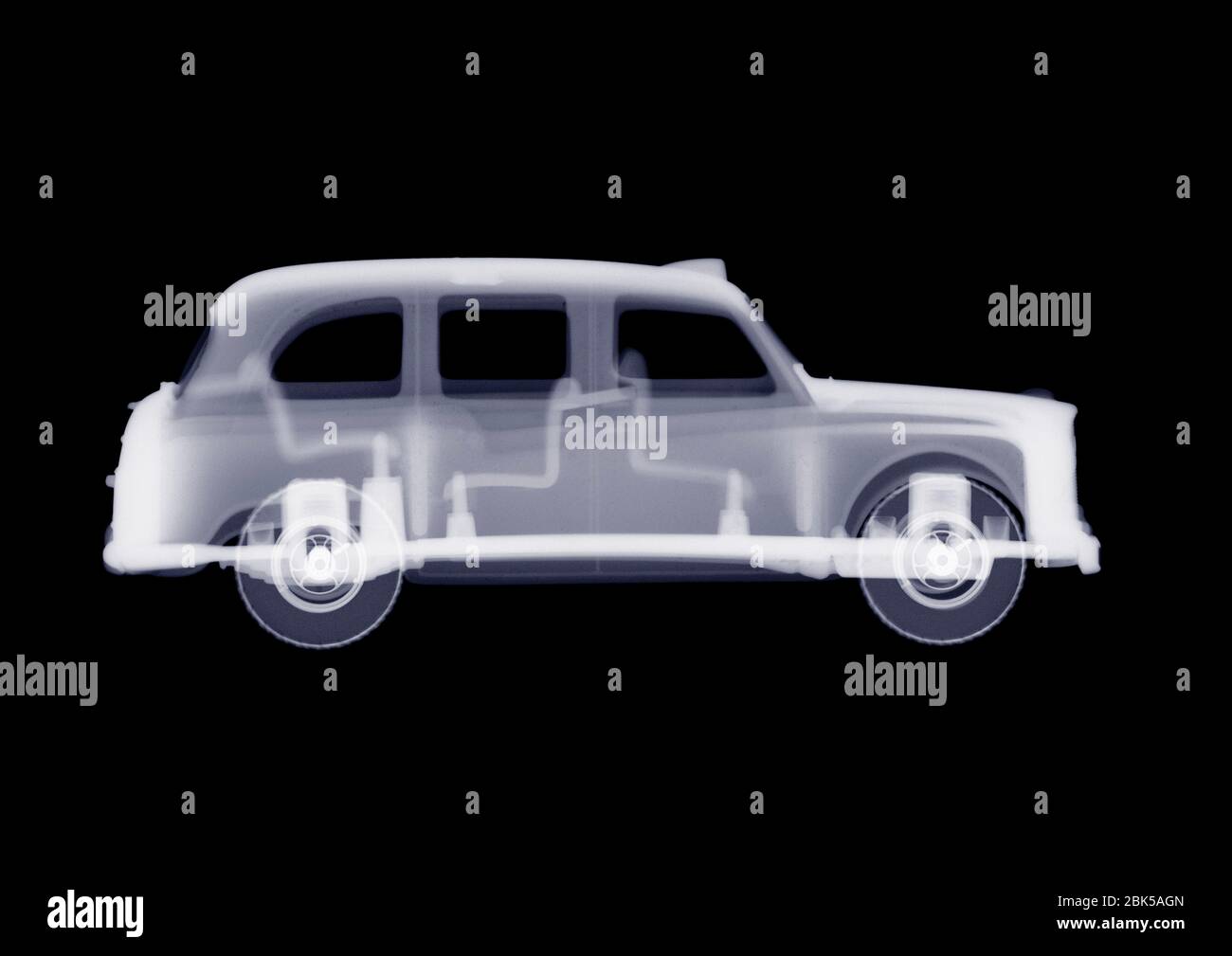 Toy taxi cab, X-ray. Stock Photo