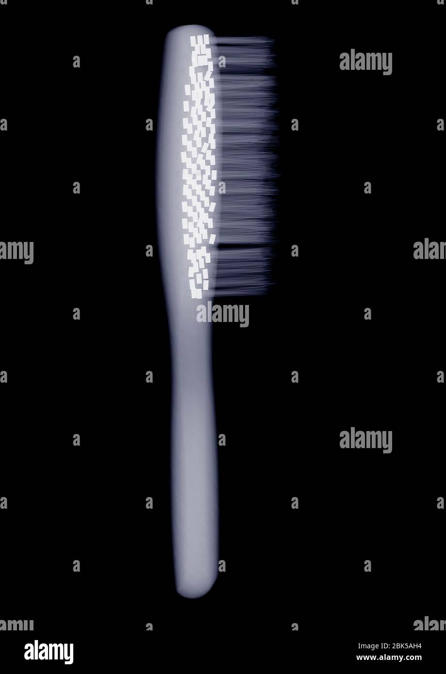 Hairbrush from side, X-ray. Stock Photo