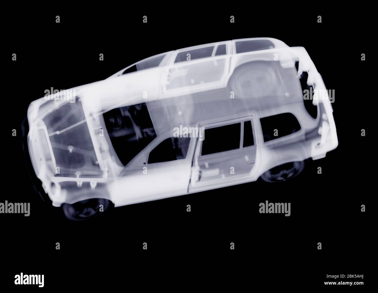 Taxi cab angled plan view, X-ray. Stock Photo