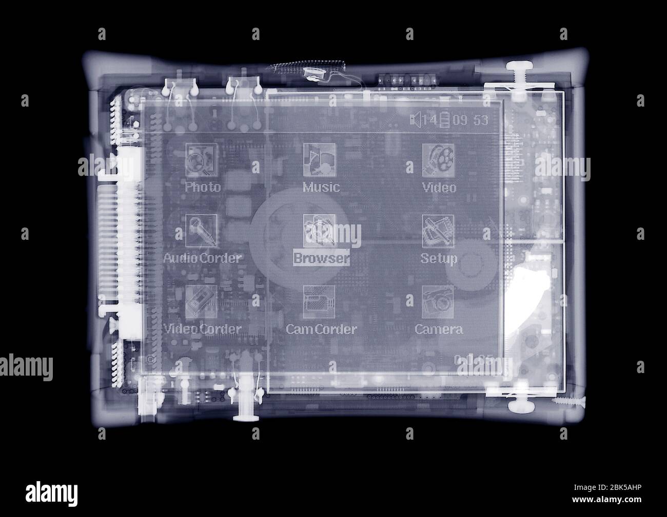 Portable multimedia player, X-ray. Stock Photo