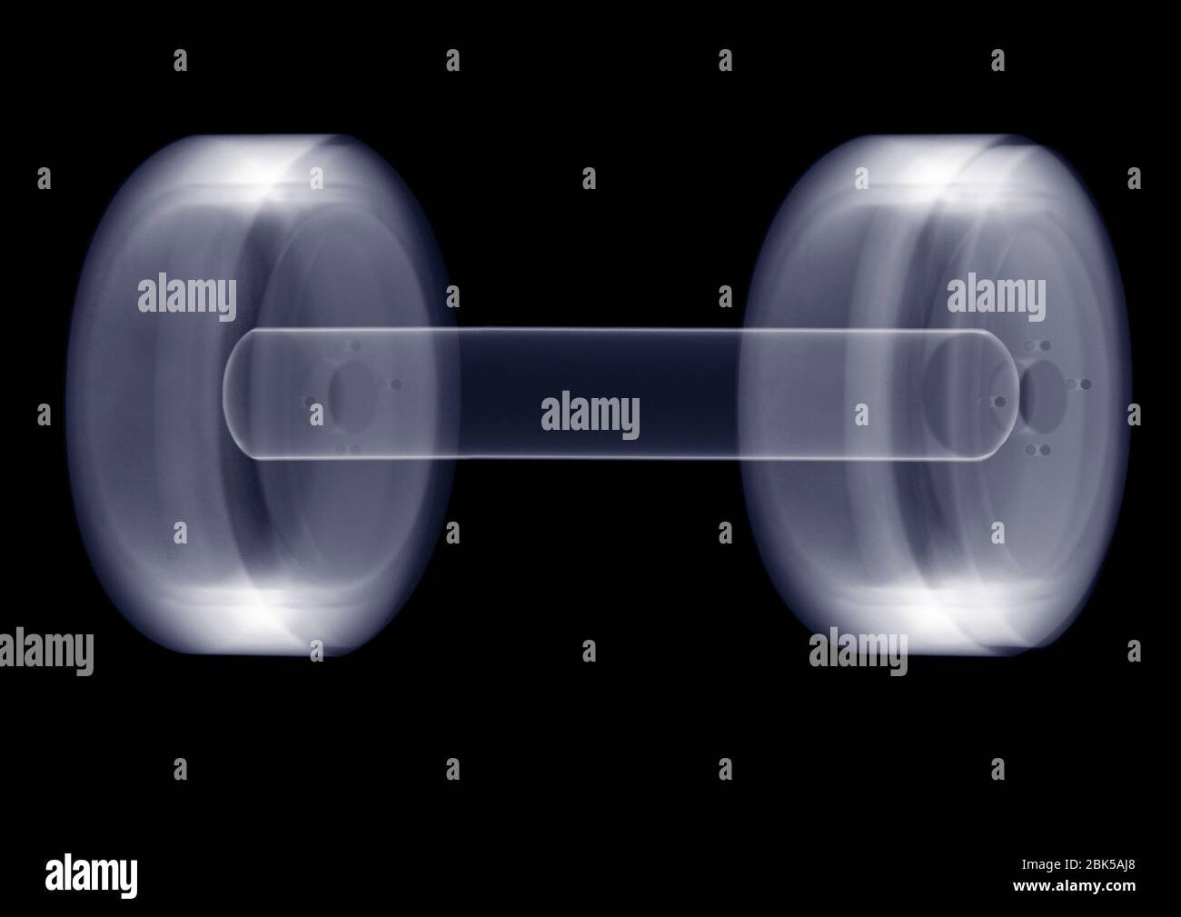 Dumbbell weight, X-ray. Stock Photo