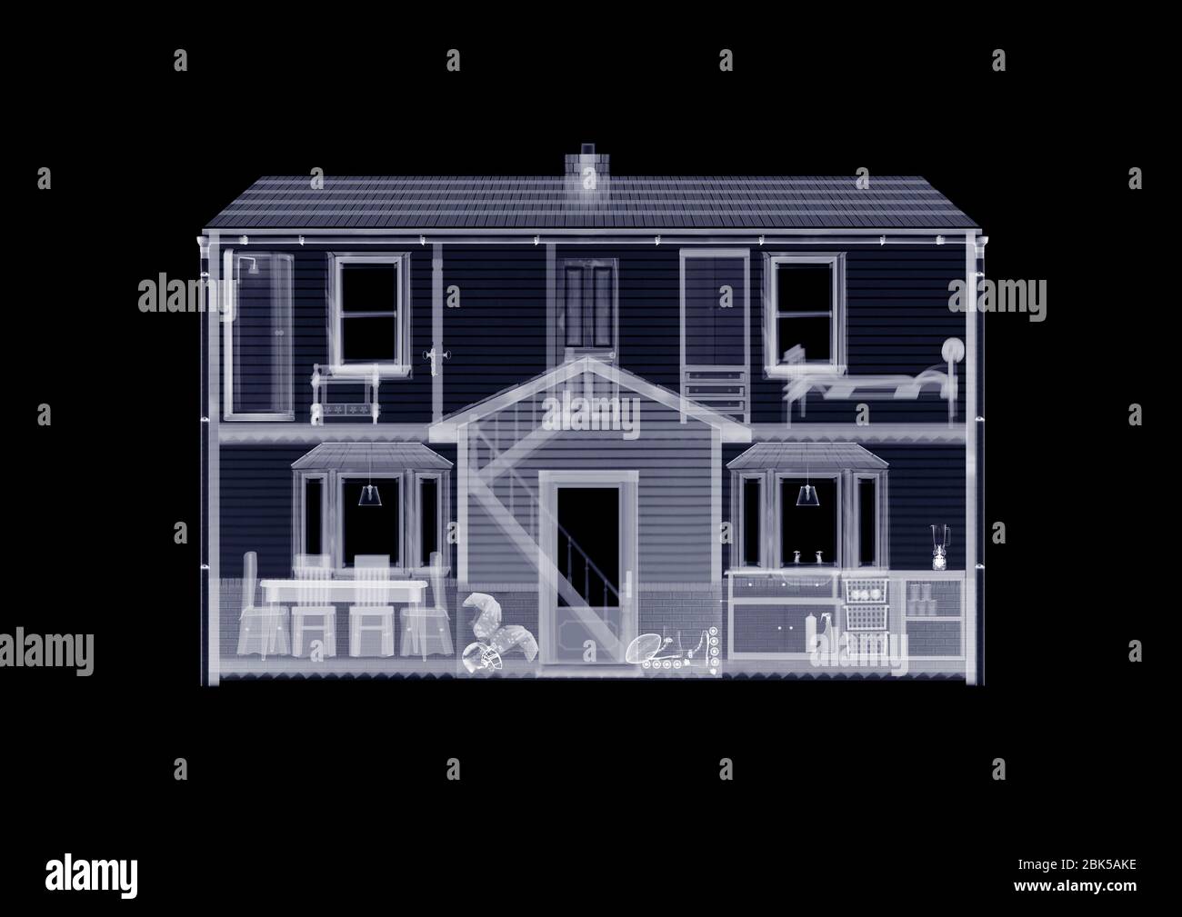 Doll's house from front, X-ray. Stock Photo