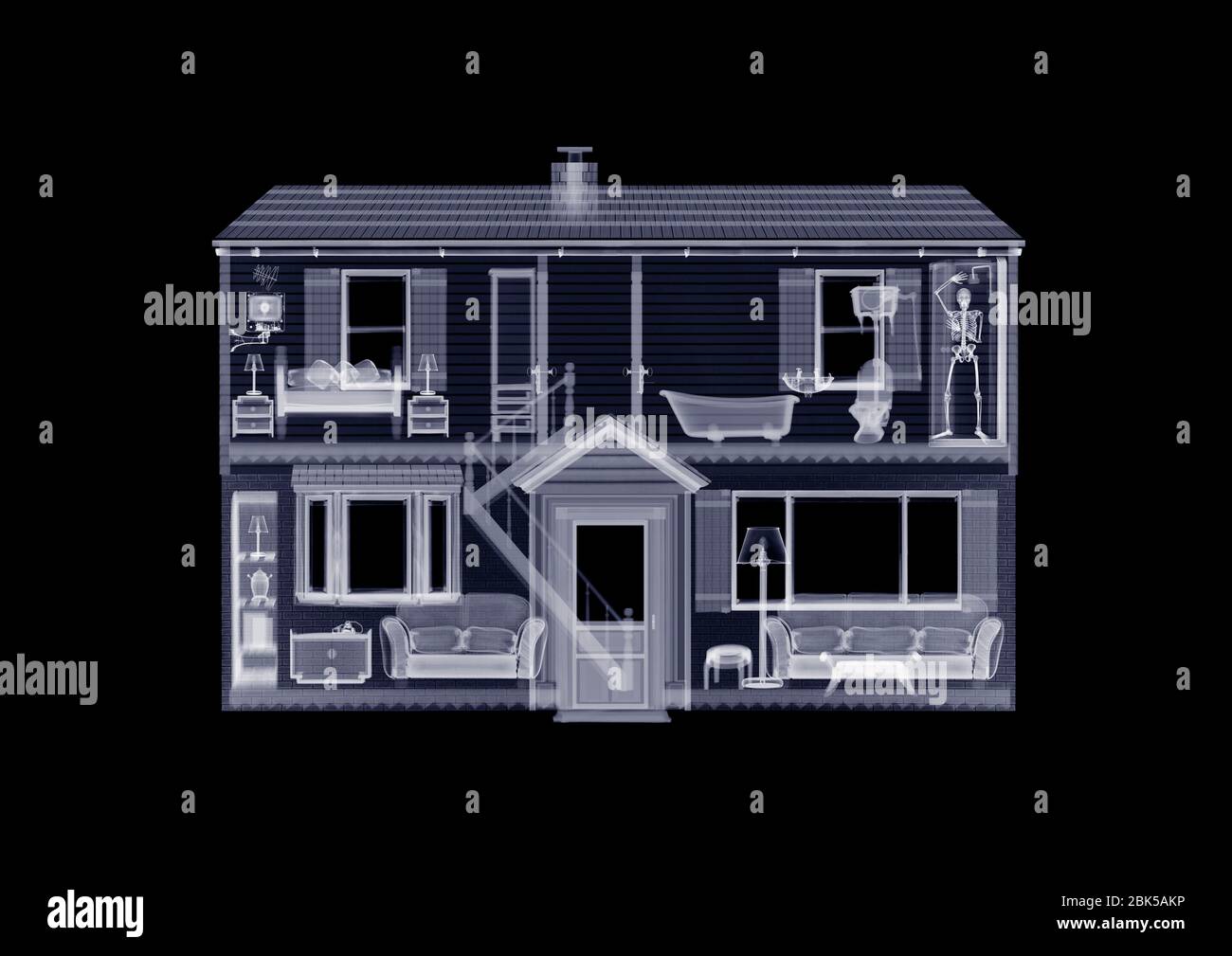Doll's house from front, X-ray. Stock Photo