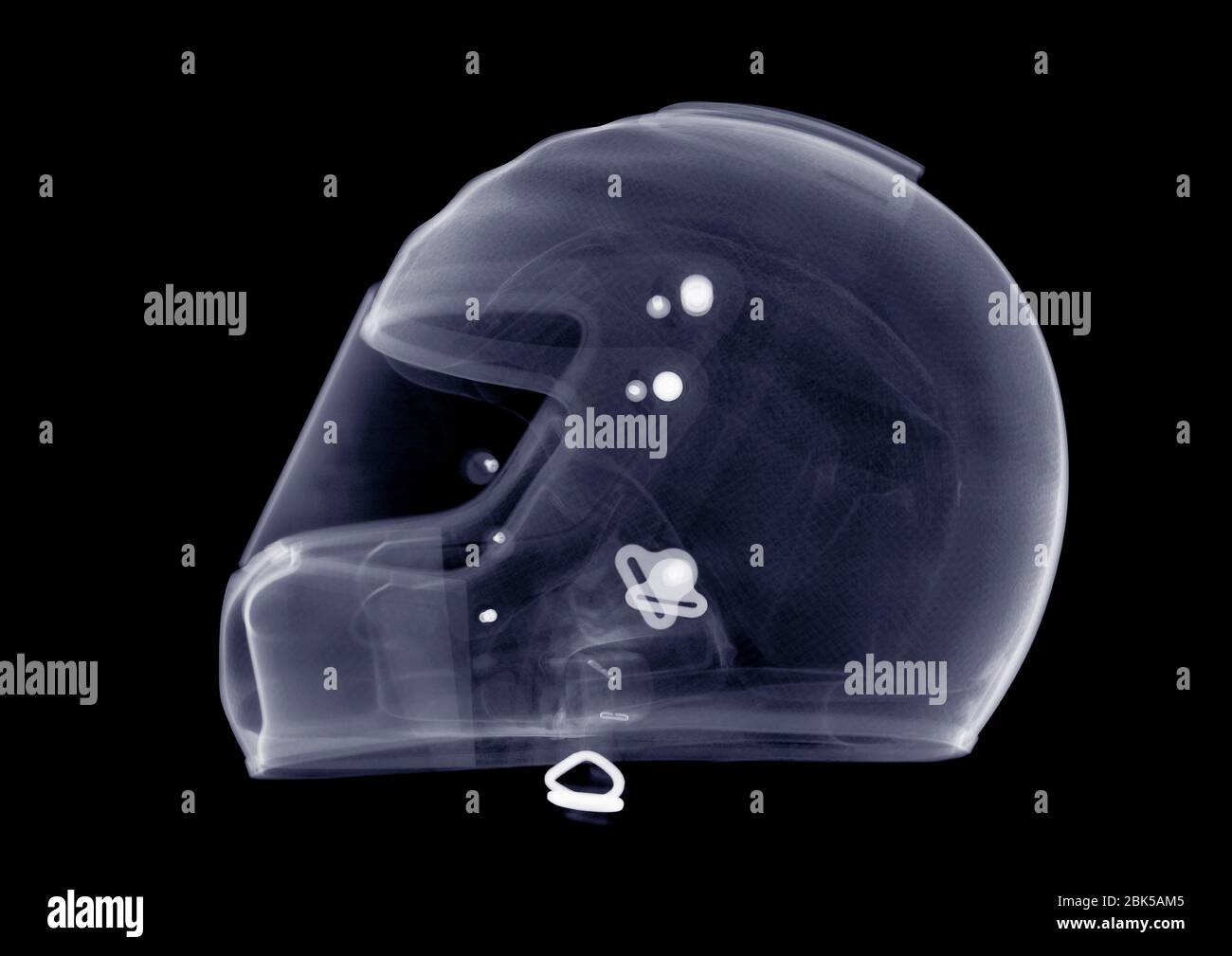 Crash helmet, X-ray. Stock Photo