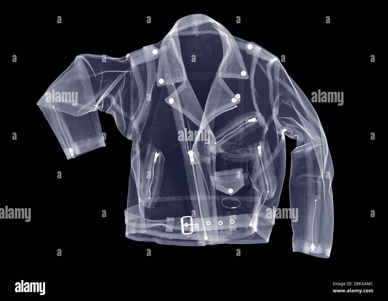 Leather biker's jacket, X-ray. Stock Photo