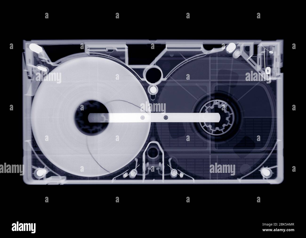 Video tape cassette, X-ray. Stock Photo