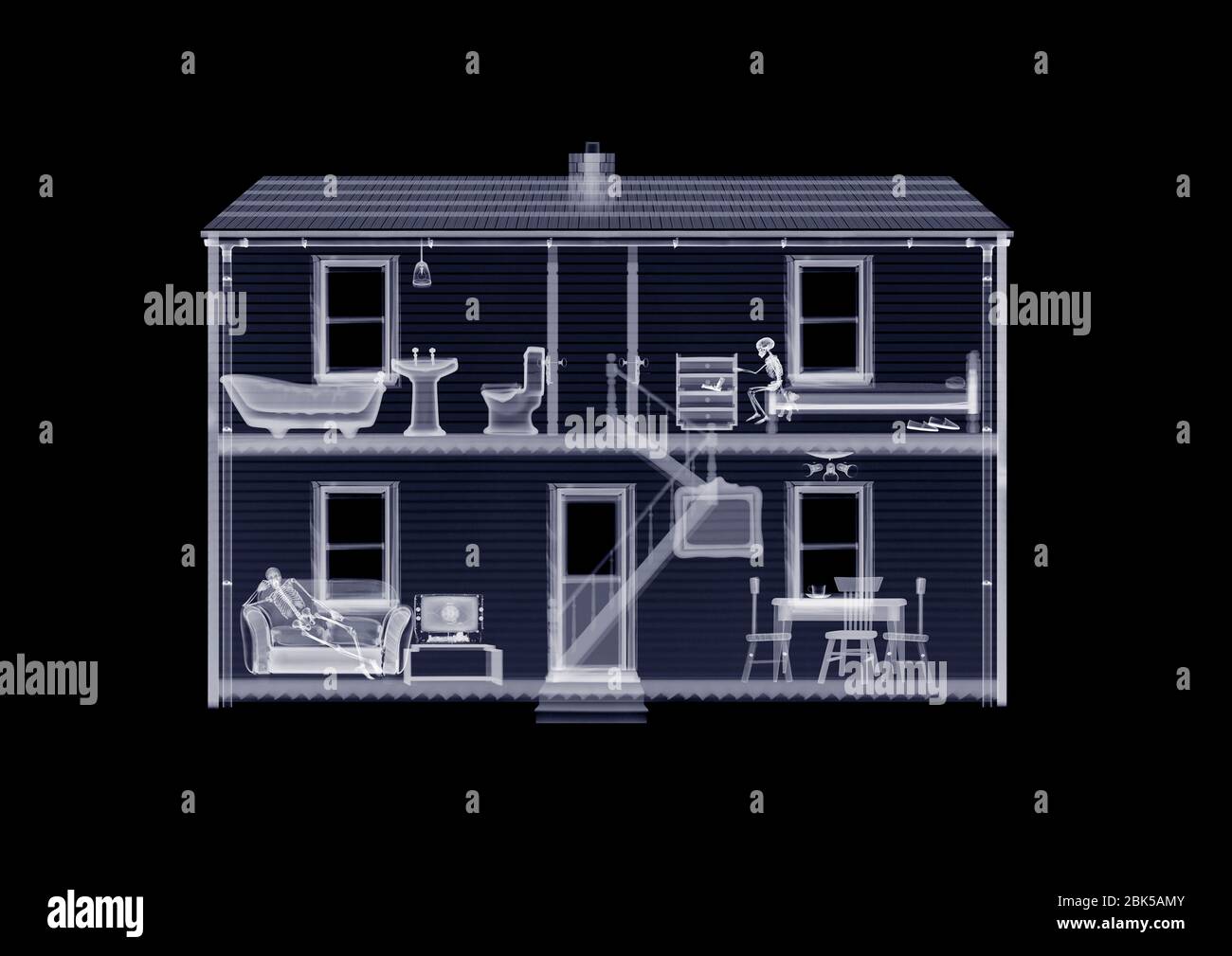 Doll's house from front, X-ray. Stock Photo