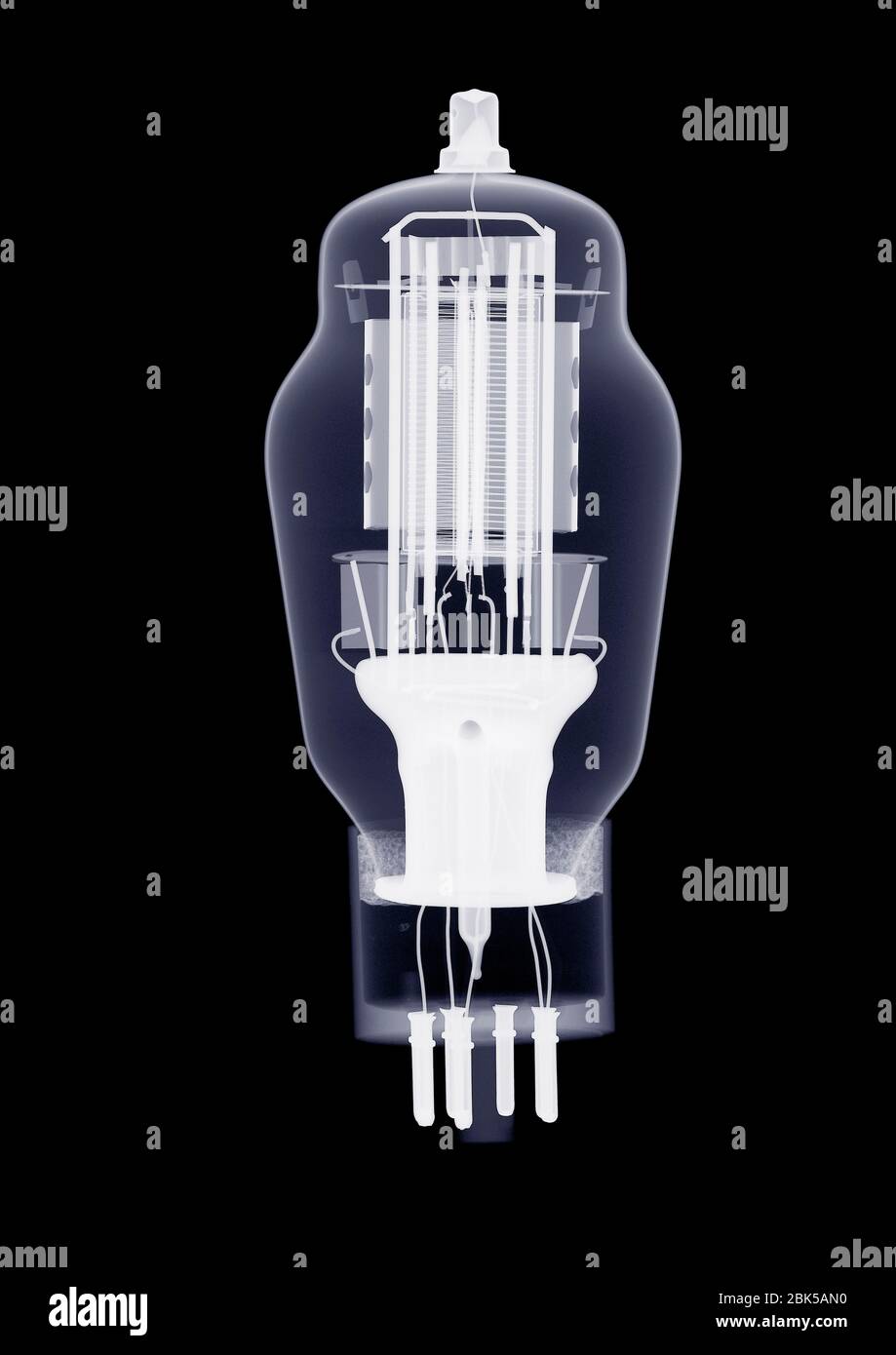 Light bulb on black background, X-ray. Stock Photo