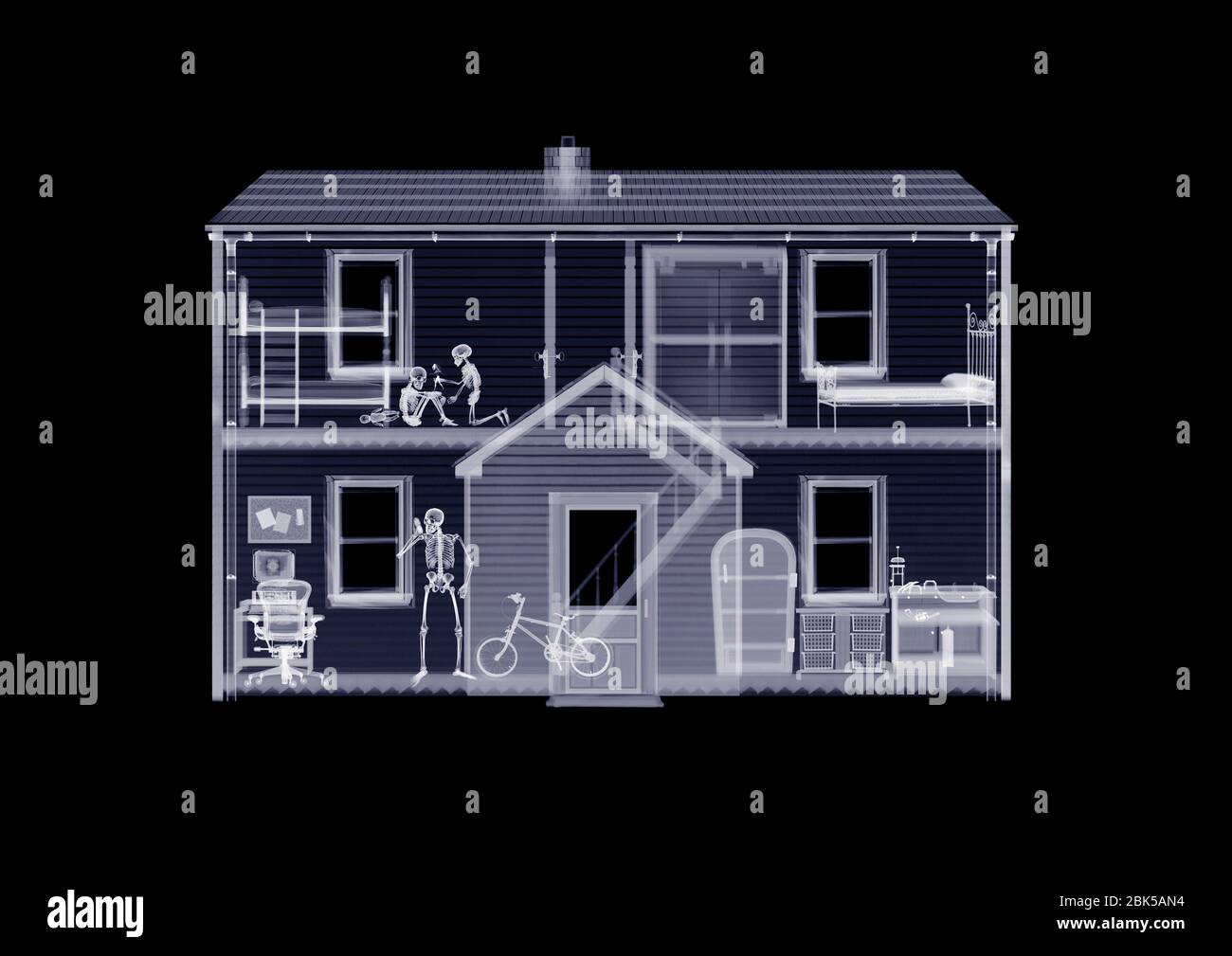 Doll's house from front, X-ray. Stock Photo