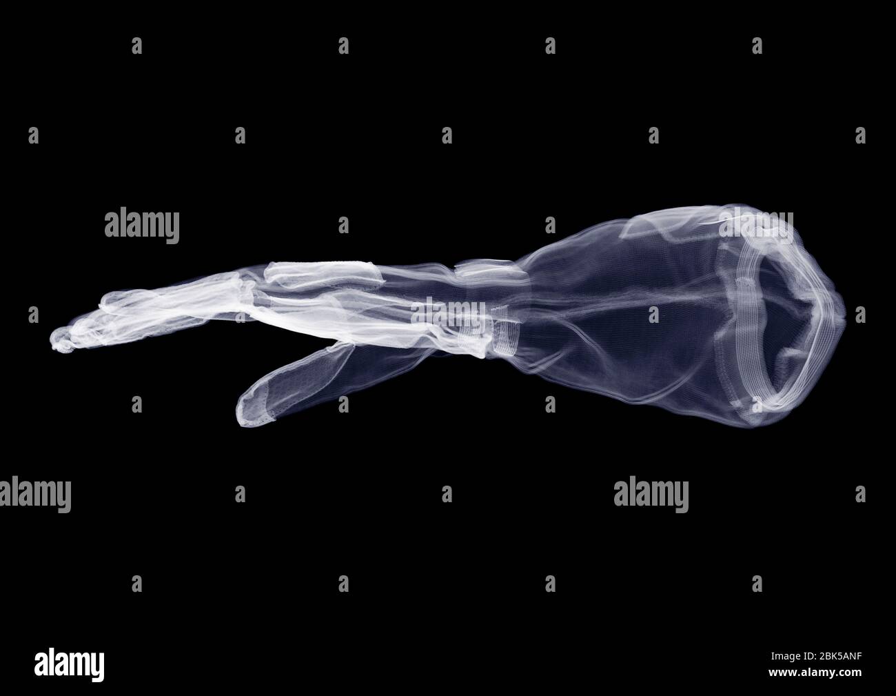 Gauntlet glove from side, X-ray. Stock Photo
