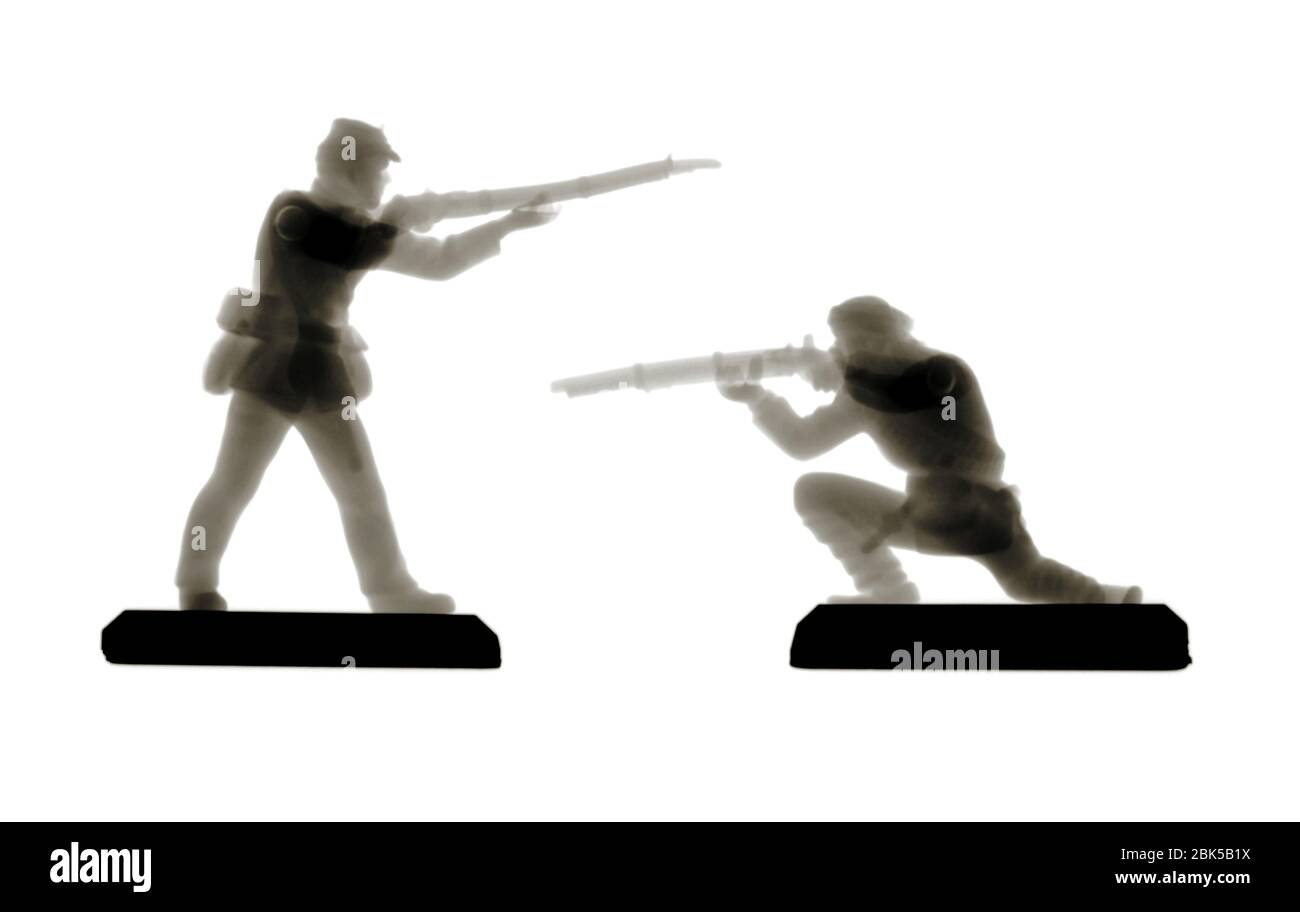 Civil war toy soldiers, X-ray. Stock Photo