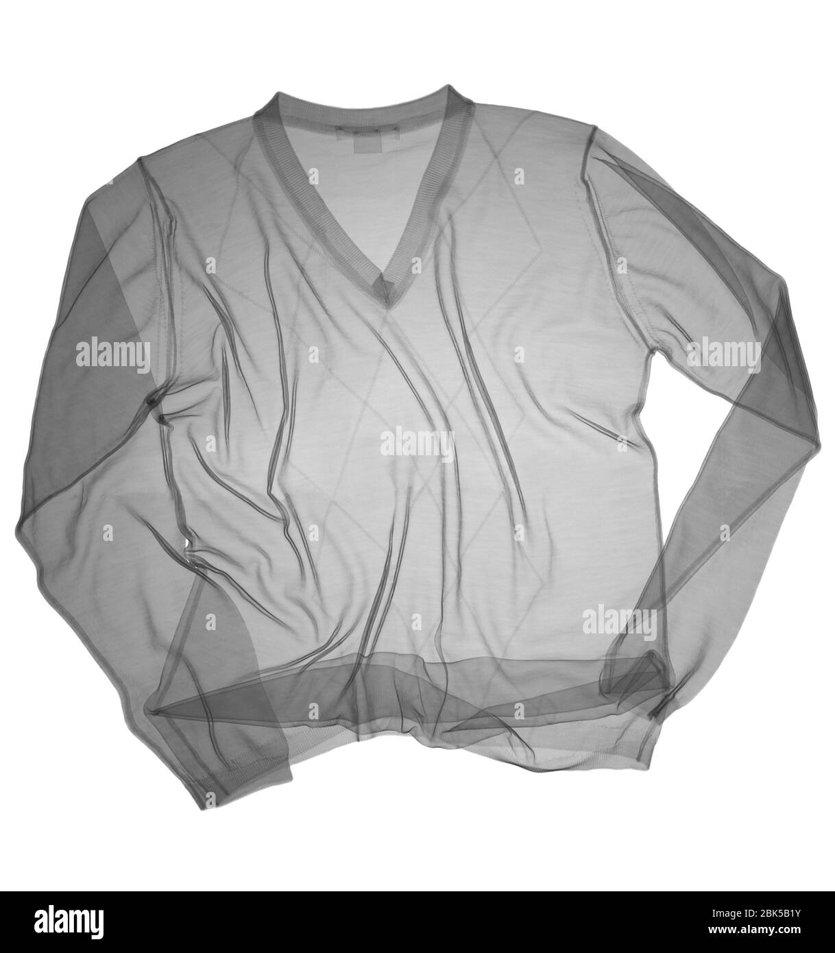 Diamond patterned V-neck jumper, X-ray. Stock Photo