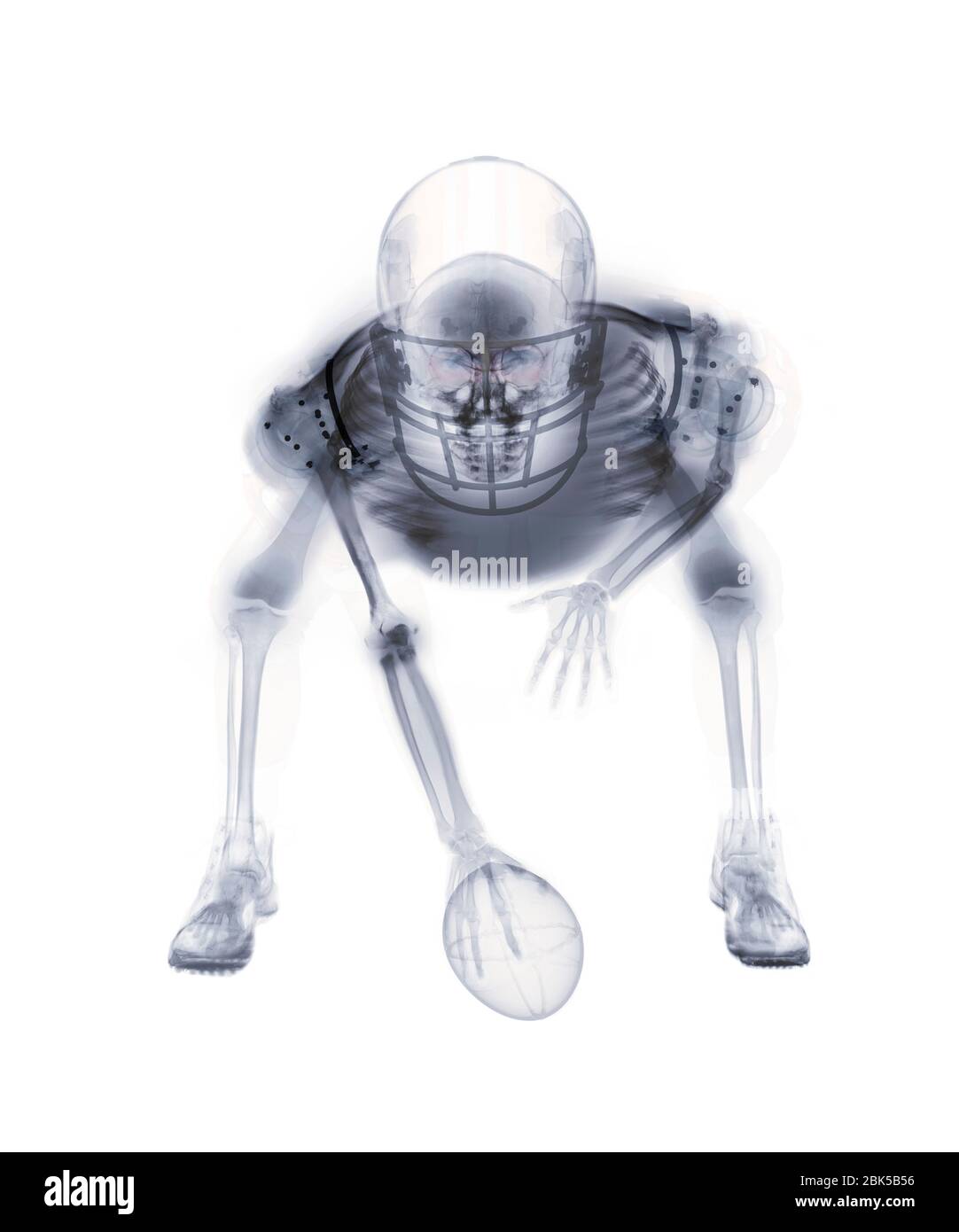 American football player skeleton, X-ray. Stock Photo
