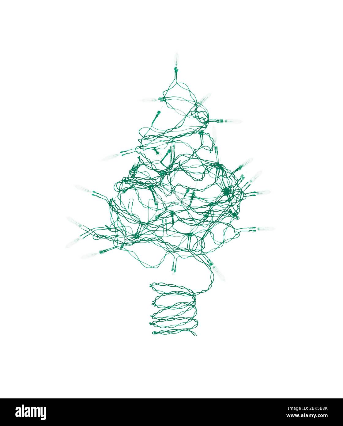 Festive lights in shape of a tree, coloured X-ray. Stock Photo