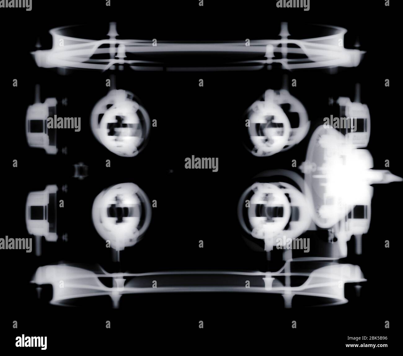 Snare drum, X-ray. Stock Photo