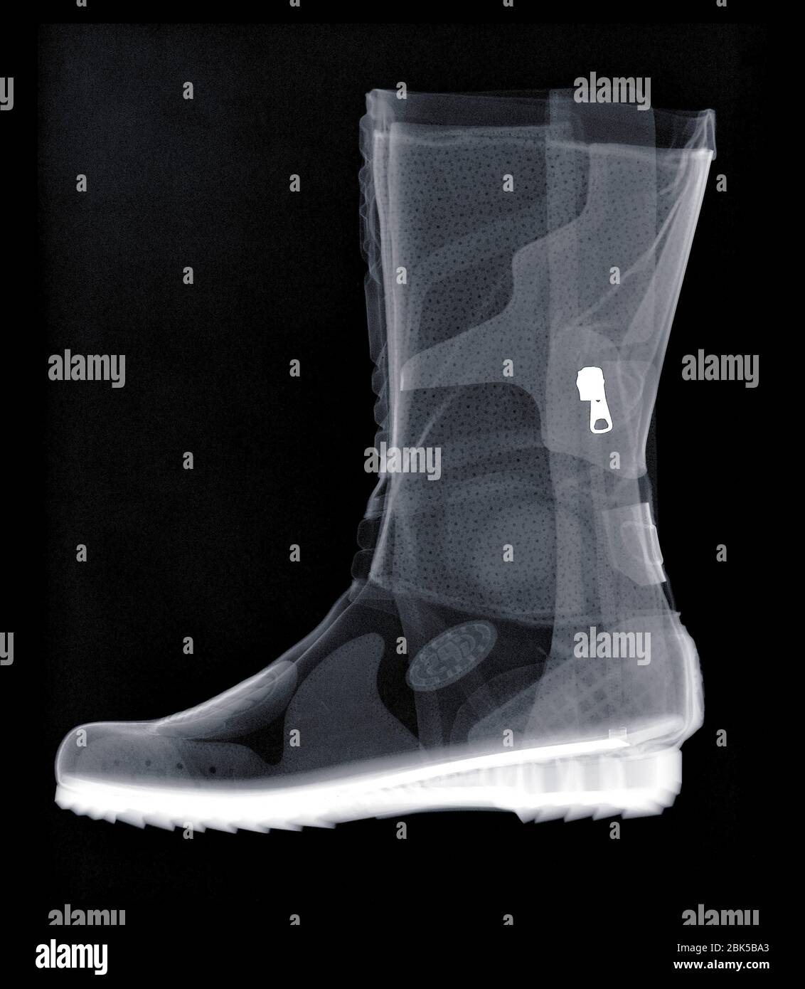 Motorcycle boot, X-ray. Stock Photo
