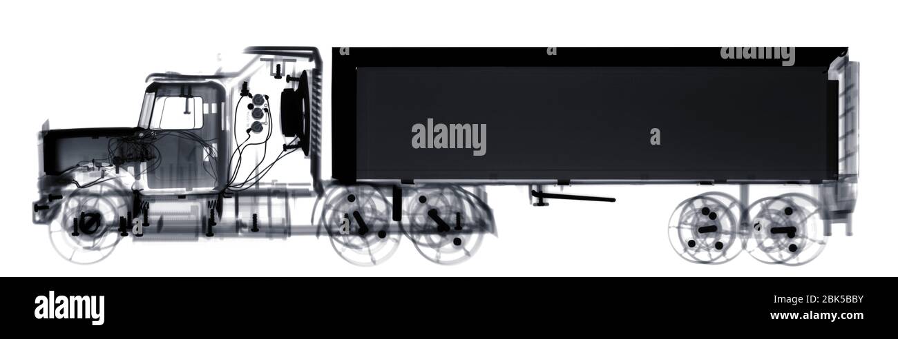 Toy freight lorry, X-ray. Stock Photo