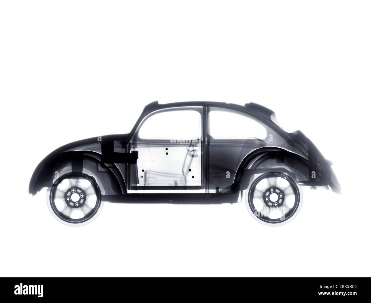 Toy Volkswagen beetle car, X-ray. Stock Photo