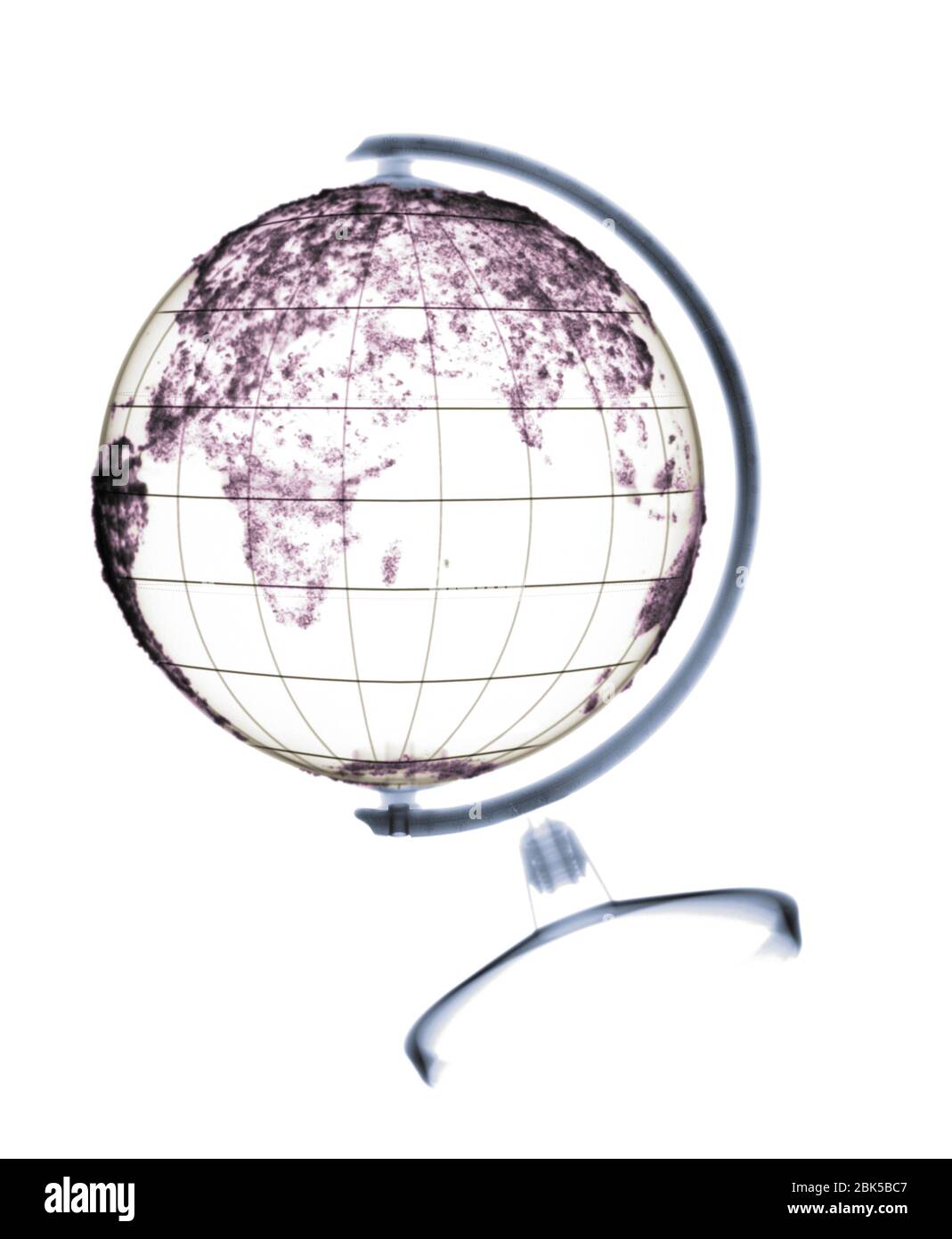 World globe, coloured X-ray. Stock Photo