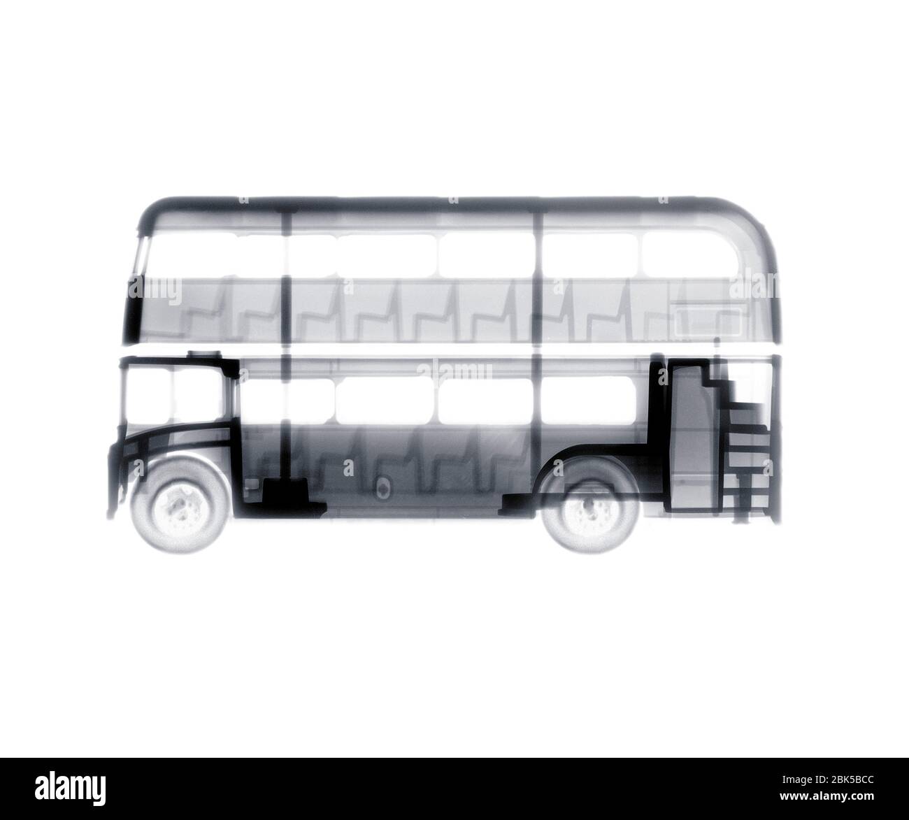 Toy double decker bus, X-ray. Stock Photo