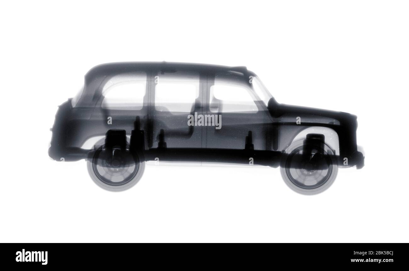 Toy London taxi, X-ray. Stock Photo