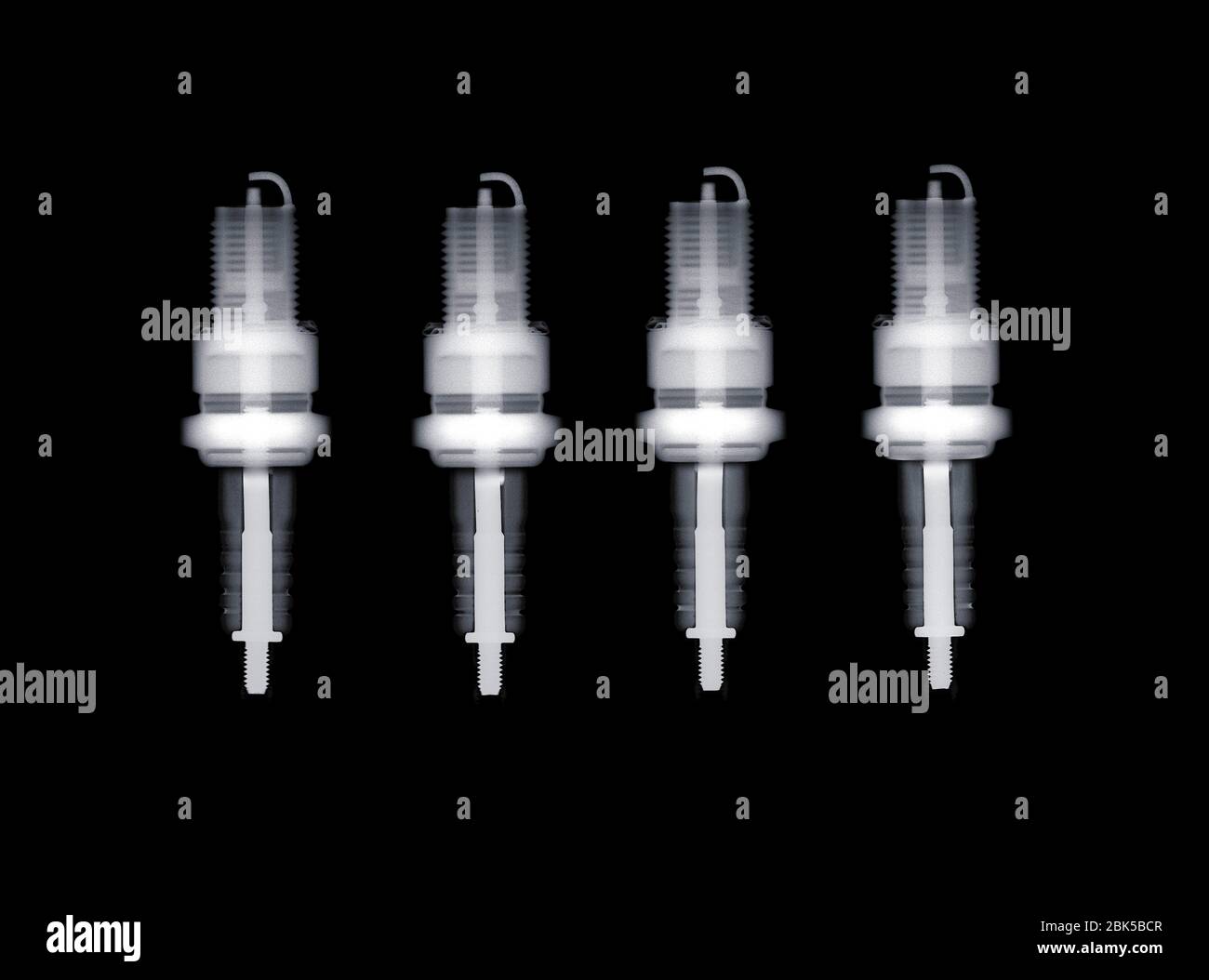 Automotive spark plugs, X-ray. Stock Photo