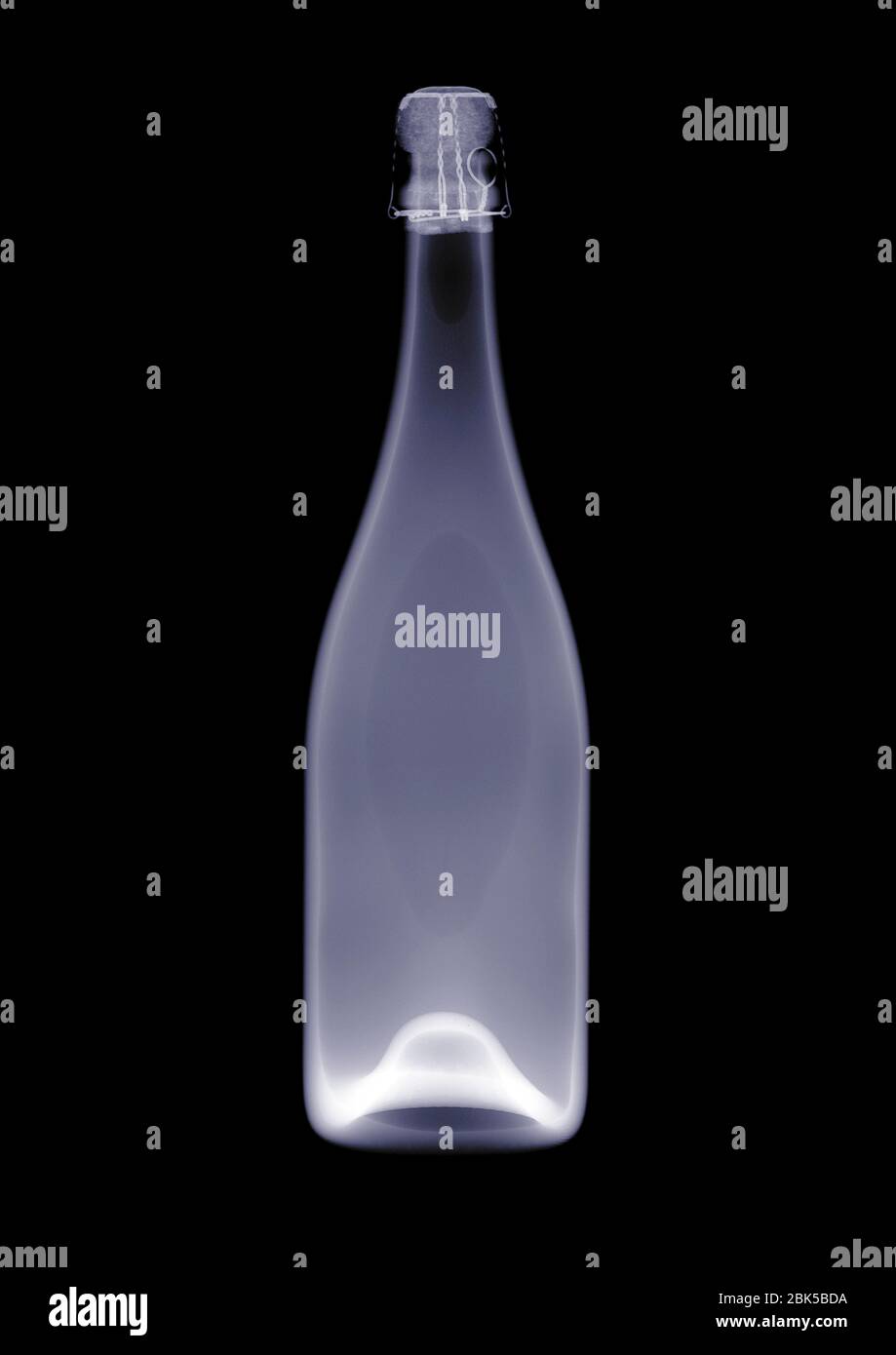 Champagne bottle, X-ray. Stock Photo