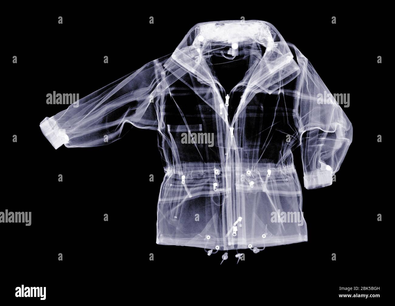 Waterproof jacket, X-ray. Stock Photo