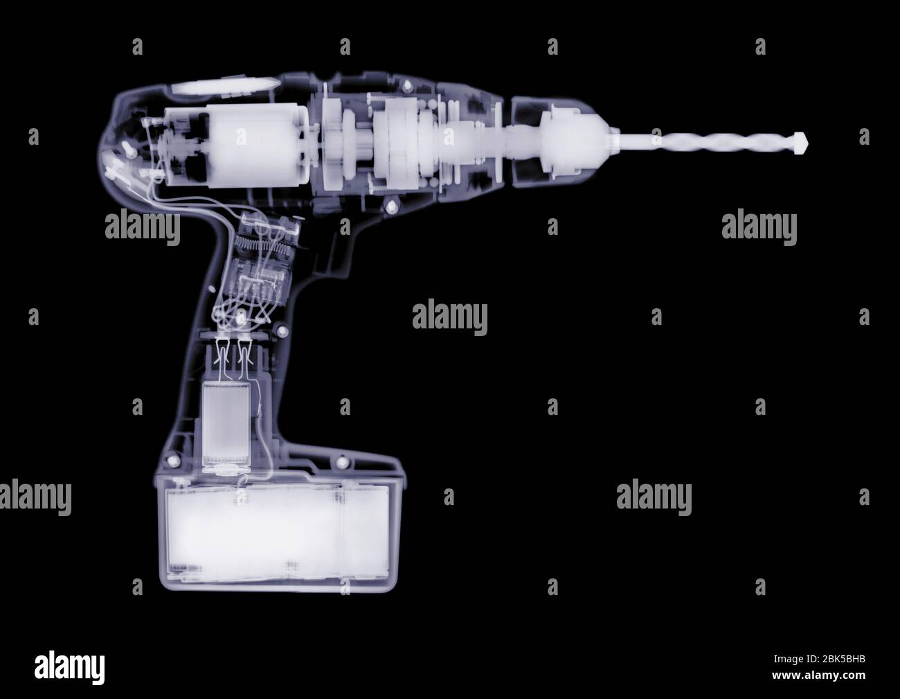 Power drill, X-ray. Stock Photo