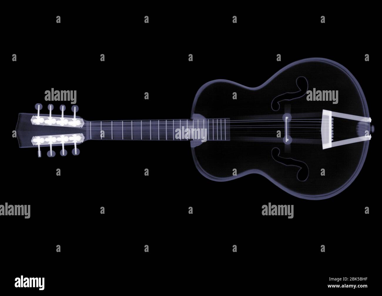 Eight string guitar, X-ray. Stock Photo