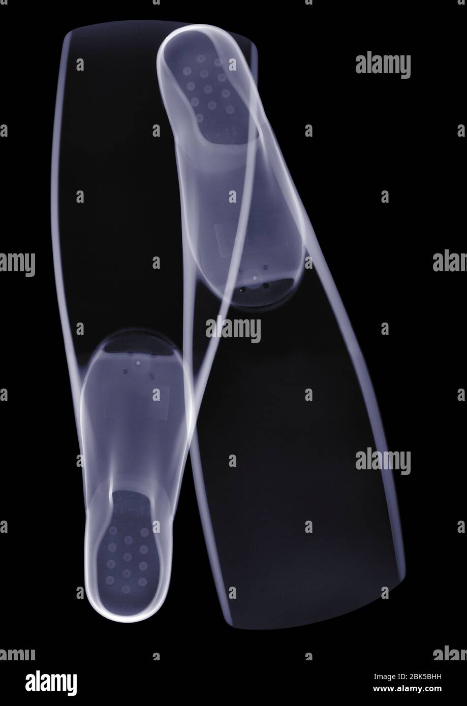 Snorkelling flippers, X-ray. Stock Photo