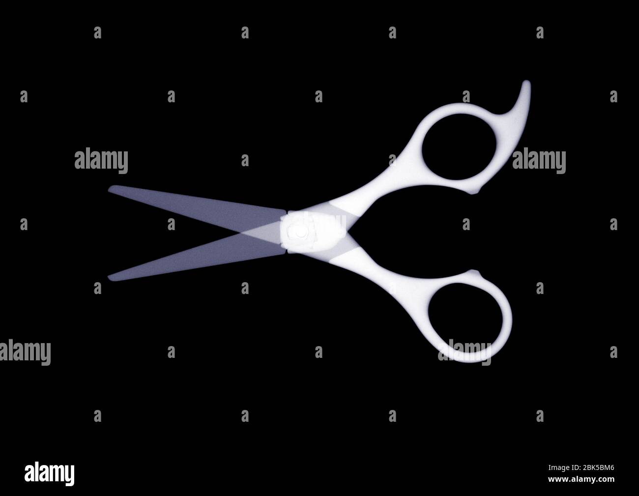 Pair of scissors, X-ray. Stock Photo