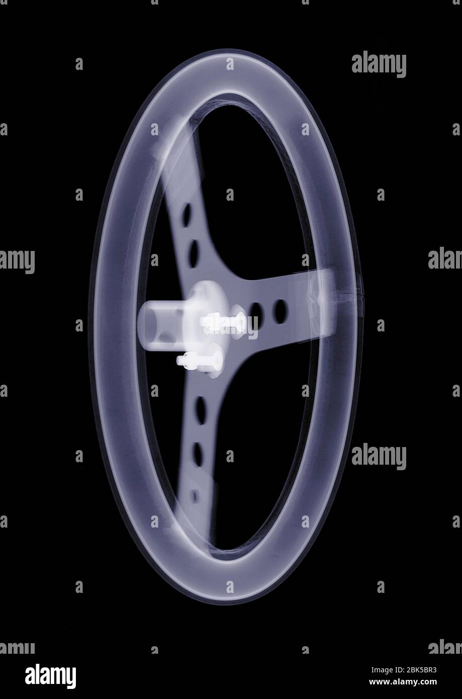 Steering wheel, X-ray. Stock Photo
