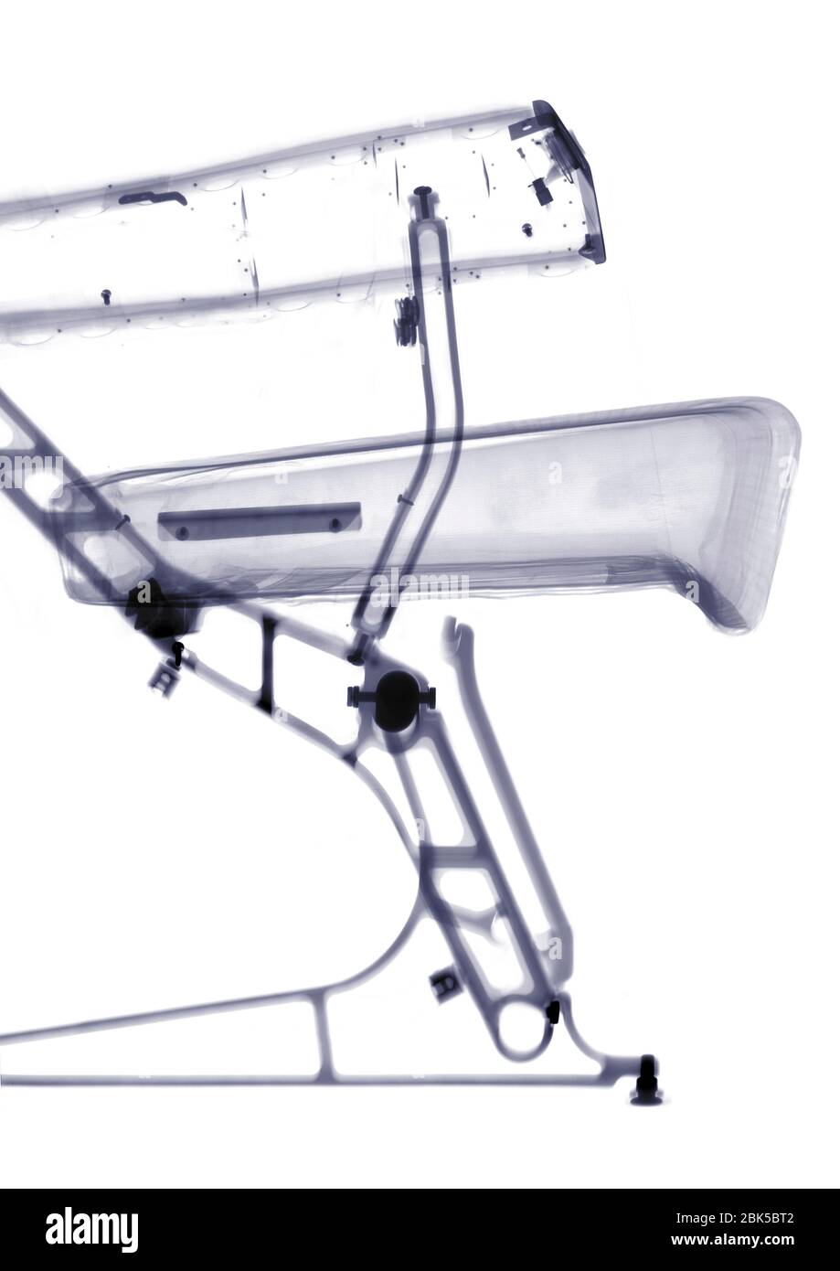 Airplane seat from the side, X-ray. Stock Photo