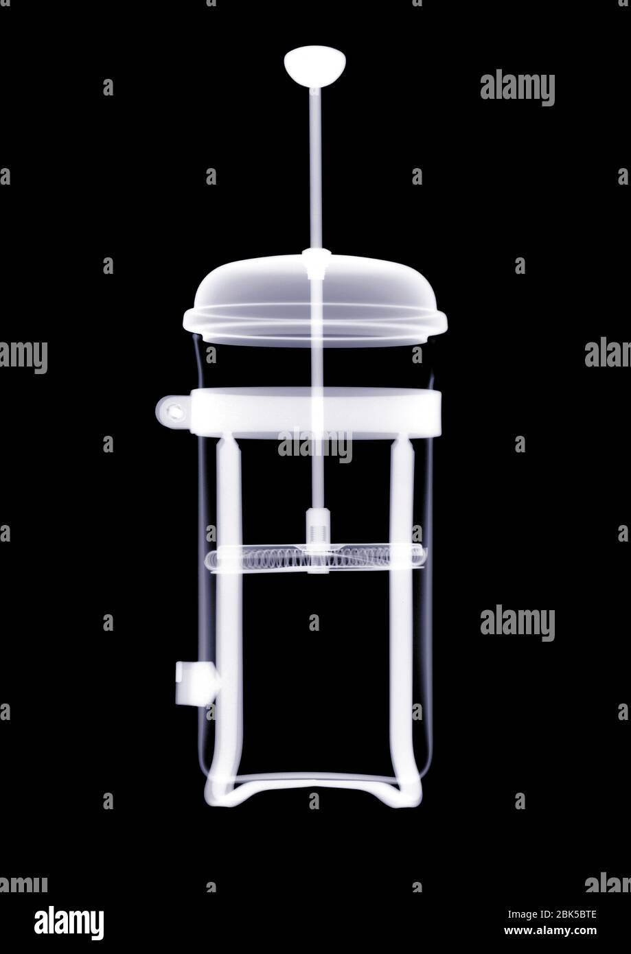 French press coffee maker, X-ray. Stock Photo
