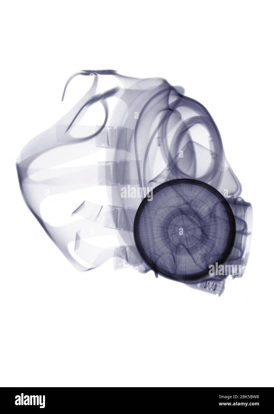 Gas mask from the side, X-ray. Stock Photo