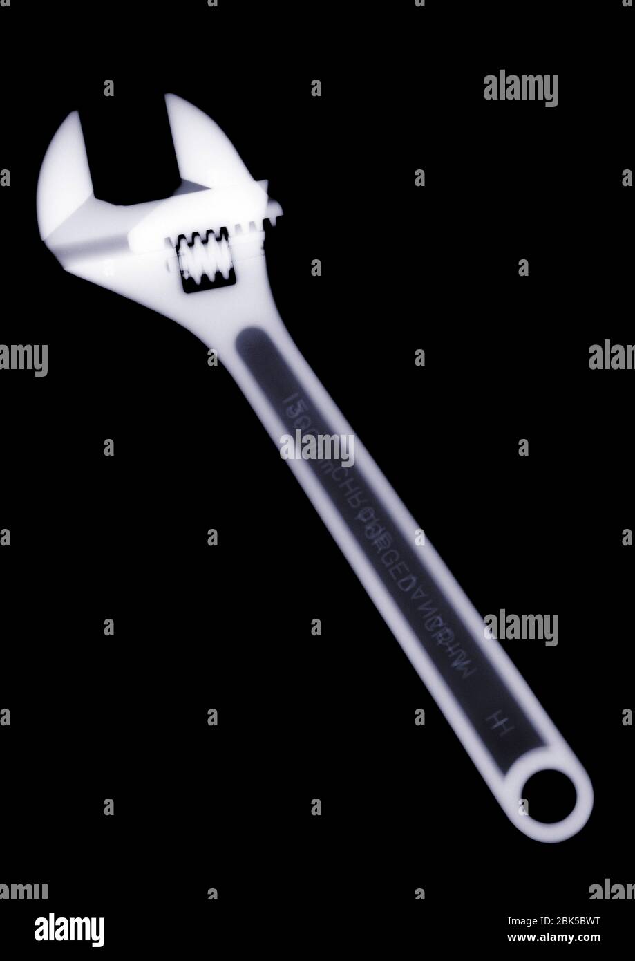 Adjustable wrench, X-ray. Stock Photo