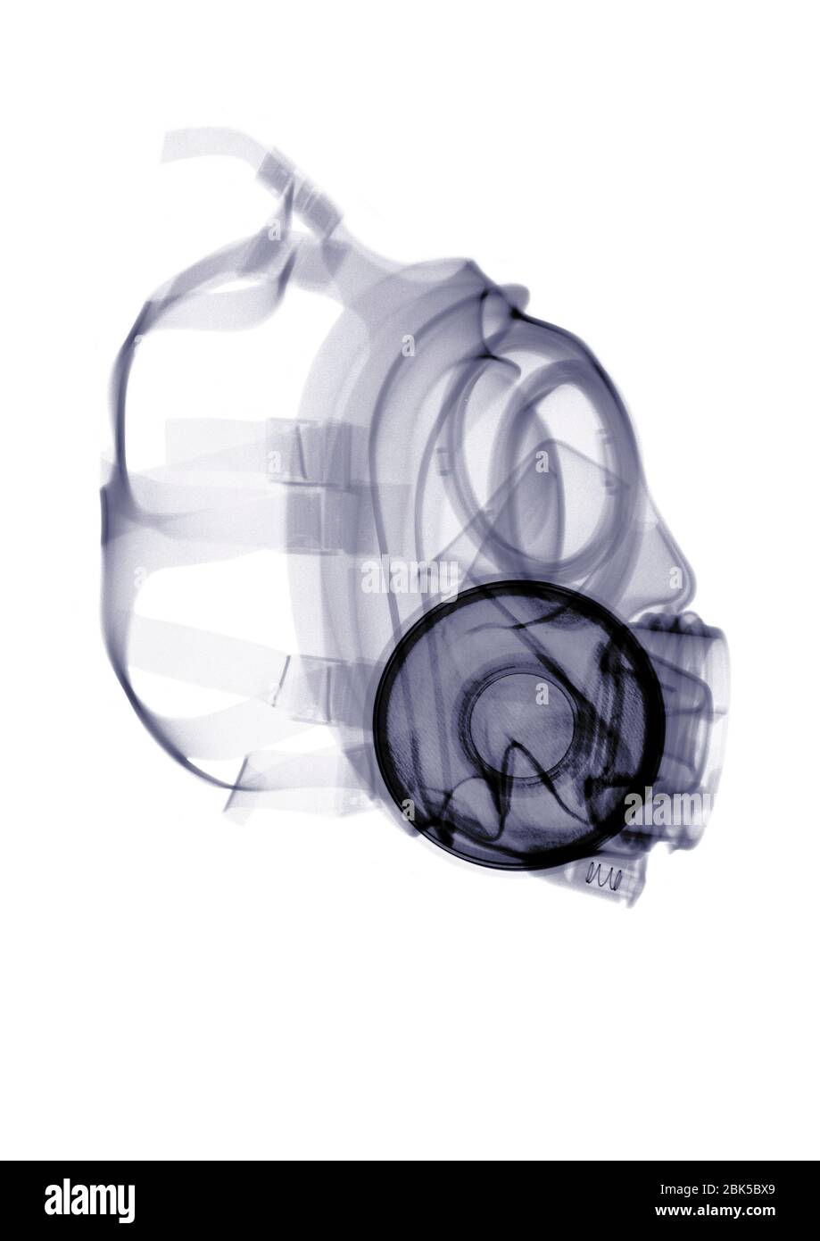 Gas mask from the side, X-ray. Stock Photo