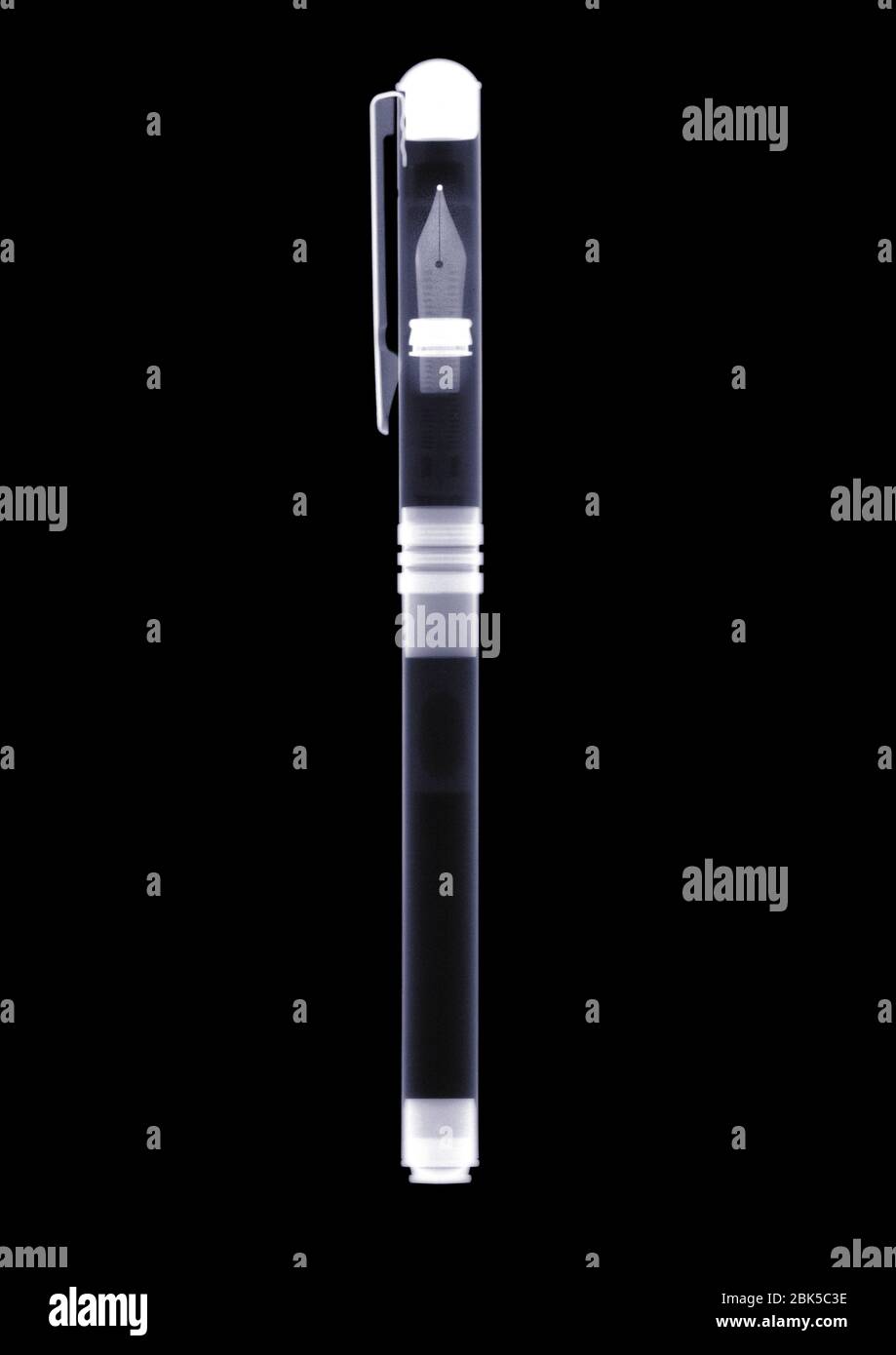 Fountain pen, X-ray. Stock Photo
