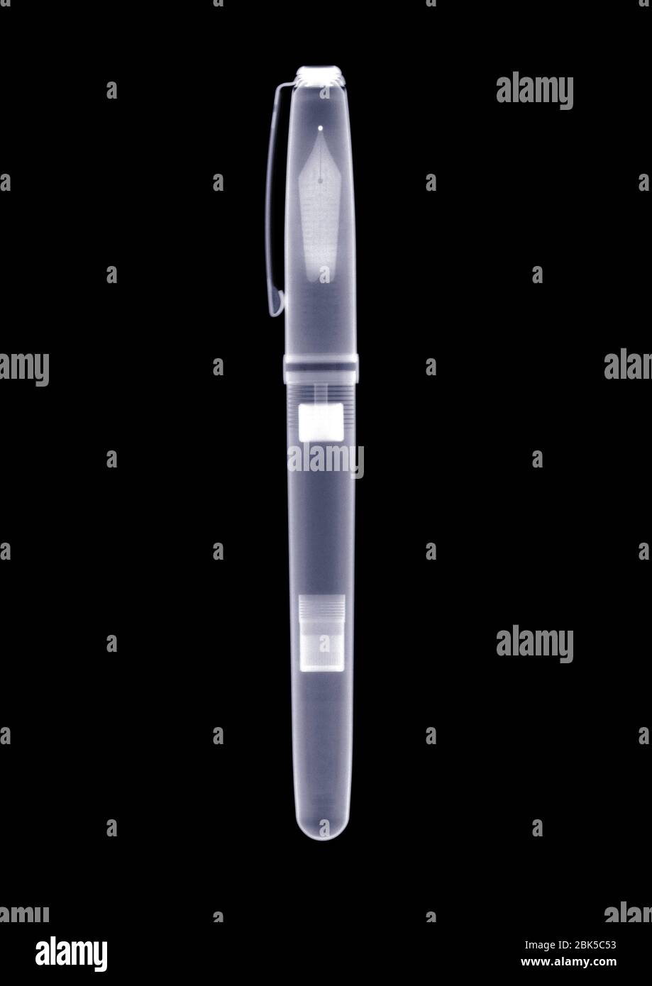 Fountain pen, X-ray. Stock Photo