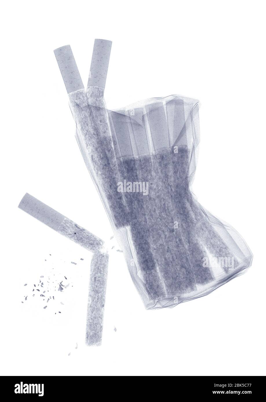 Pack of cigarettes, X-ray. Stock Photo