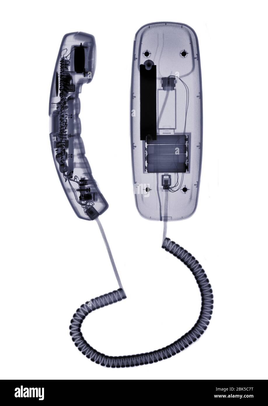 Corded telephone, X-ray. Stock Photo